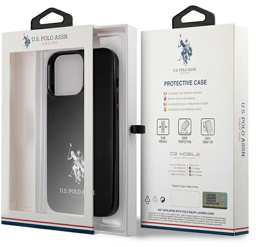 Us Polo Assn US Polo USHCP13XUMHK Apple iPhone 13 Pro Max 6,7″ juodos spalvos kietas dėklas Horses Logo