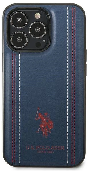 Dėklas Us Polo Assn US Polo USHCP14LPFAV iPhone 14 Pro 6,1″ navy mėlynas Leather Stitch
