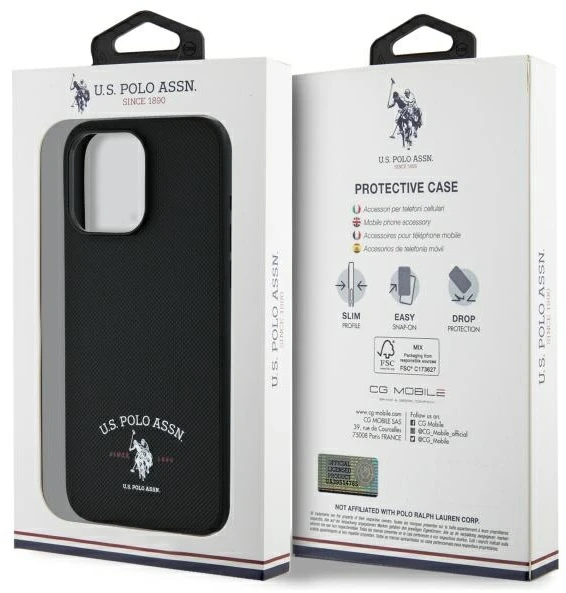Dėklas „Us Polo Assn US Polo“ USHCP15XPARK „Apple iPhone 15 Pro Max 6,7" juodos spalvos su spausdintu DH logotipu
