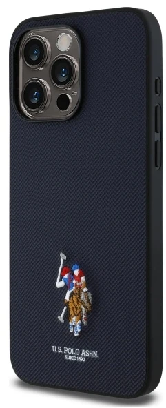 Dėklas „Us Polo Assn“ „US Polo“ USHCP15XPEMV „Apple iPhone 15 Pro Max 6,7" tamsiai mėlynas siuvinėtos spalvos DH Color