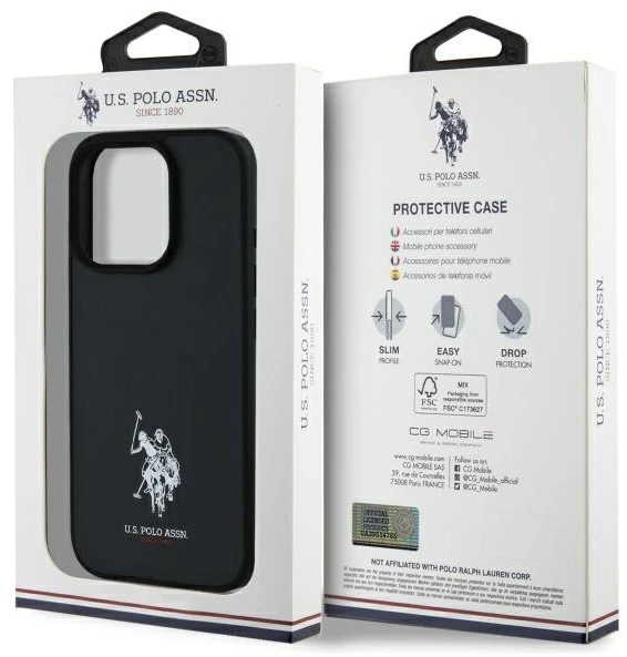 Dėklas Us Polo Assn US Polo USHCP15XPGEK Apple iPhone 15 Pro Max 6,7″ juodos spalvos Leather Embroidered spalvos DH Color