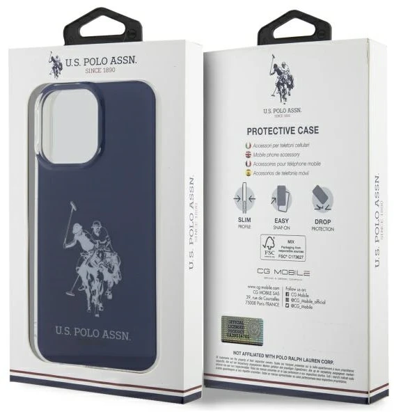 Dėklas „Us Polo Assn“ „US Polo“ USHCP15XTPUHRBV „Apple iPhone 15 Pro Max 6,7" mėlynas su blizgančiu dideliu logotipu