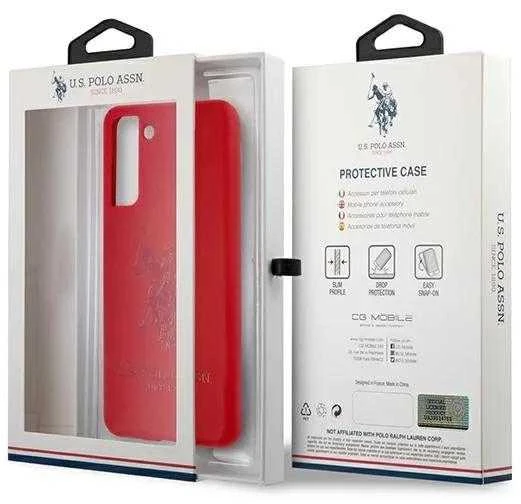 Dėklas „Us Polo Assn US Polo“ USHCS21MSLHRTRE S21+ G996 raudonas silikoninis ant toninio pamušalo