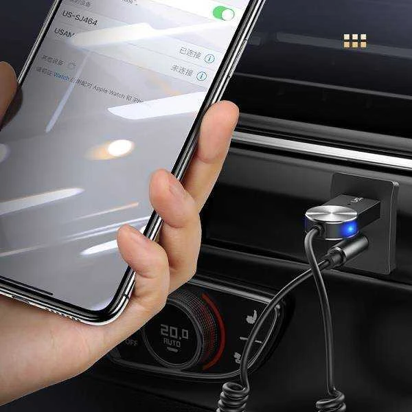 Mašininis AUX (3.5m) - Bluetooth 5.0 audio adapteris USAMS, juodas
