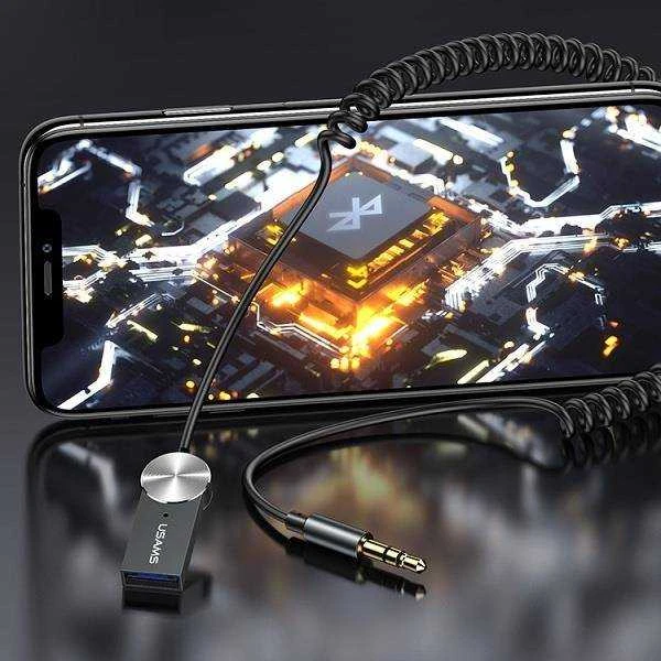 Mašininis AUX (3.5m) - Bluetooth 5.0 audio adapteris USAMS, juodas