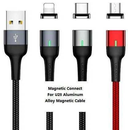 USAMS Adapteris magnetinis U28 lightning bulk sidabrinės spalvos SJ325LNTA