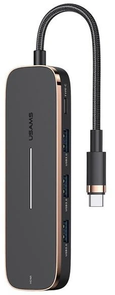 USAMS adapter HUB 3xUSB + USB-C + HDMI juodas SJ578HUB01 (US-SJ578)