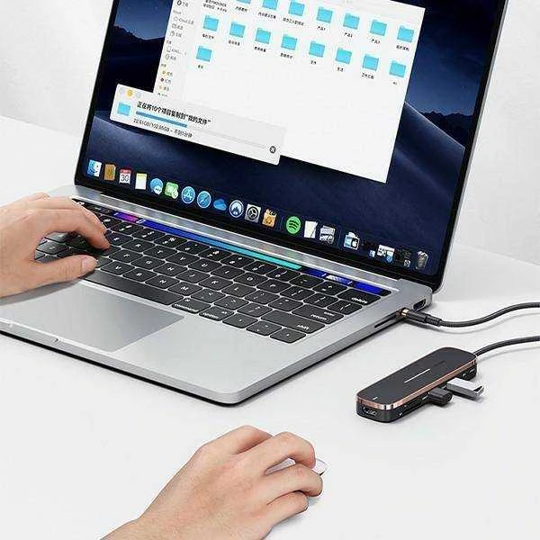 USAMS adapter HUB 3xUSB + USB-C + HDMI juodas SJ578HUB01 (US-SJ578)