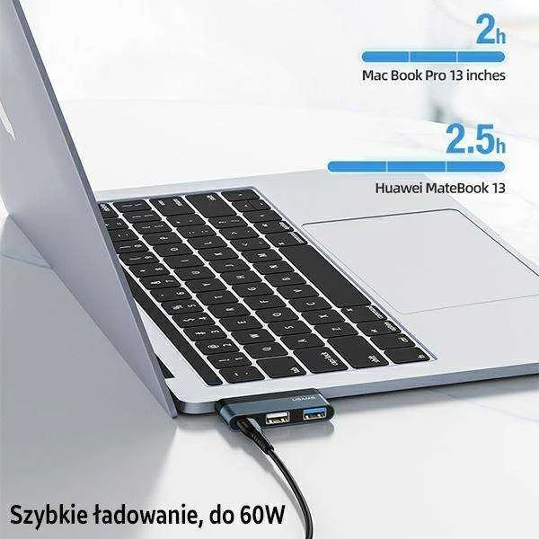 USAMS Adapteris šakotuvas USB 3.0/USB-C/Micro SD pilkos spalvos SJ491šakotuvas01 (US-SJ491)