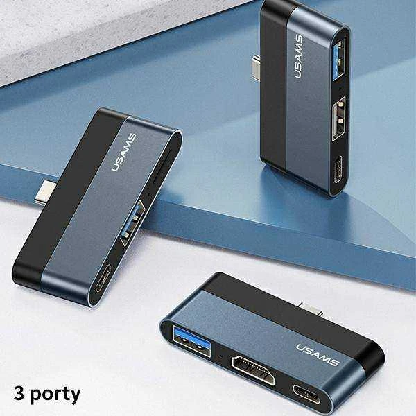 Trys USAMS daugiapunkčiai USB-C šakotuvai