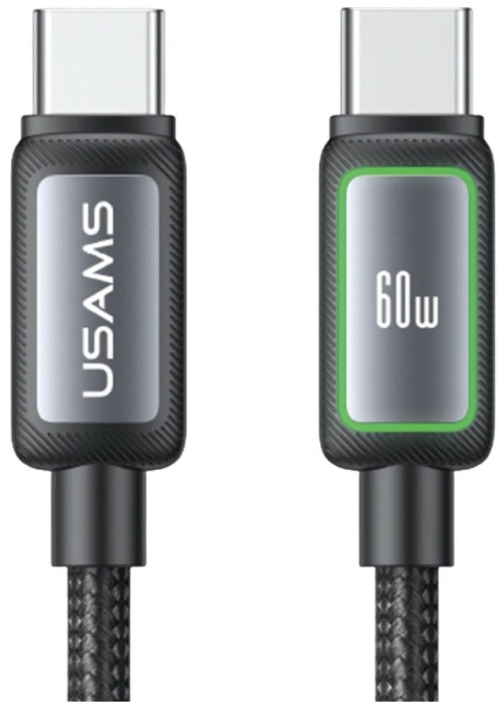 USAMS Al-Alloy SJ815 U110 RGB greitojo įkrovimo 60W USB-C į Lightning laidas 1.2 m juodas