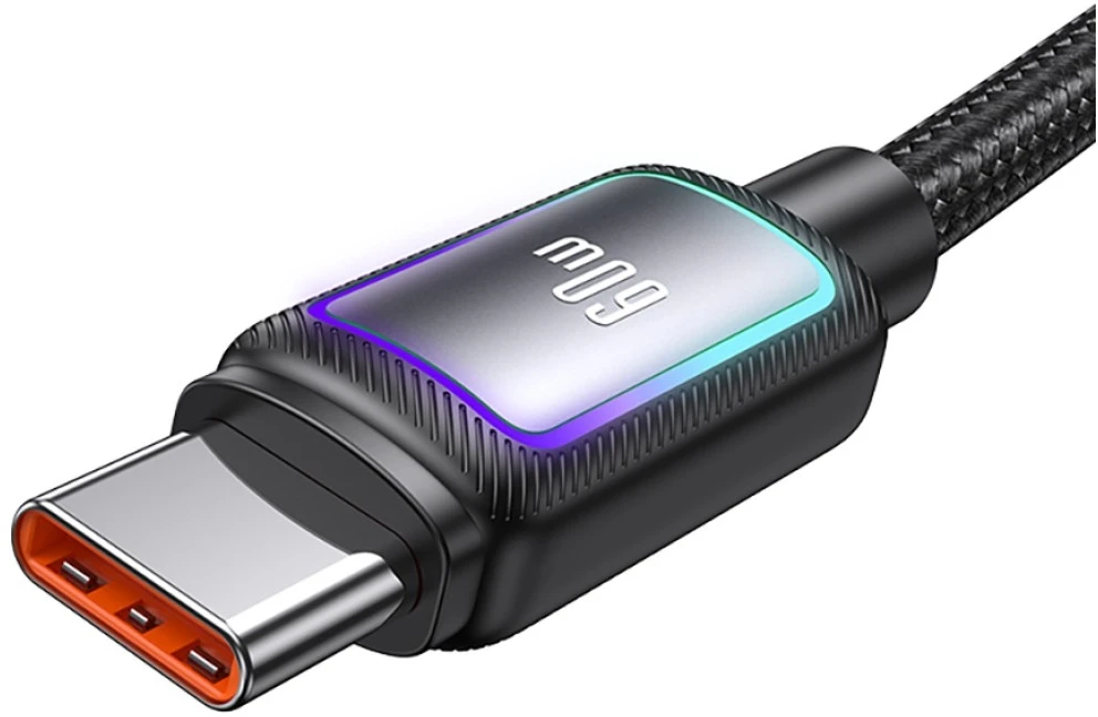 USAMS Al-Alloy SJ815 U110 RGB greitojo įkrovimo 60W USB-C į Lightning laidas 1.2 m juodas