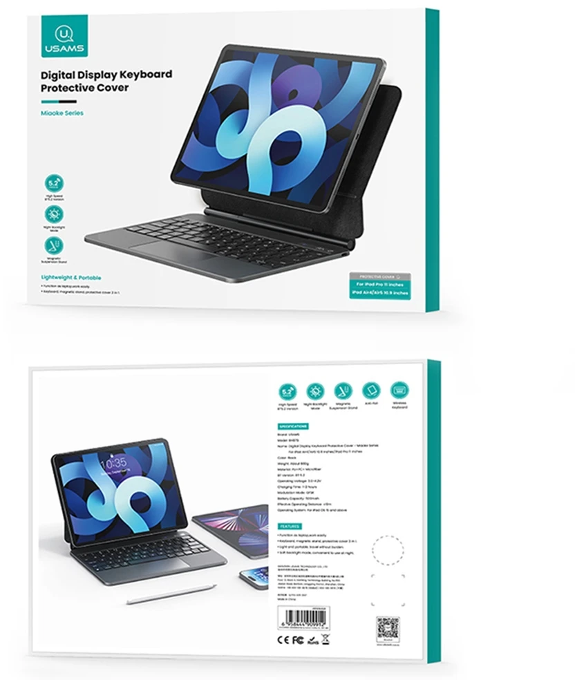 USAMS Protective Dėklas su klaviatūra Apple iPadPro 12.9″ juodos spalvos Miaoke Series IPP12MG01 (US-BH876)