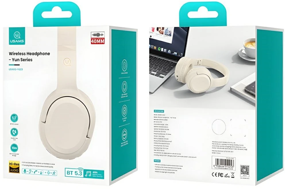 USAMS Bluetooth 5.3 Ausinės Yun Series rusvai gelsvas TDLYEJYX02 (USAMS-YG23)