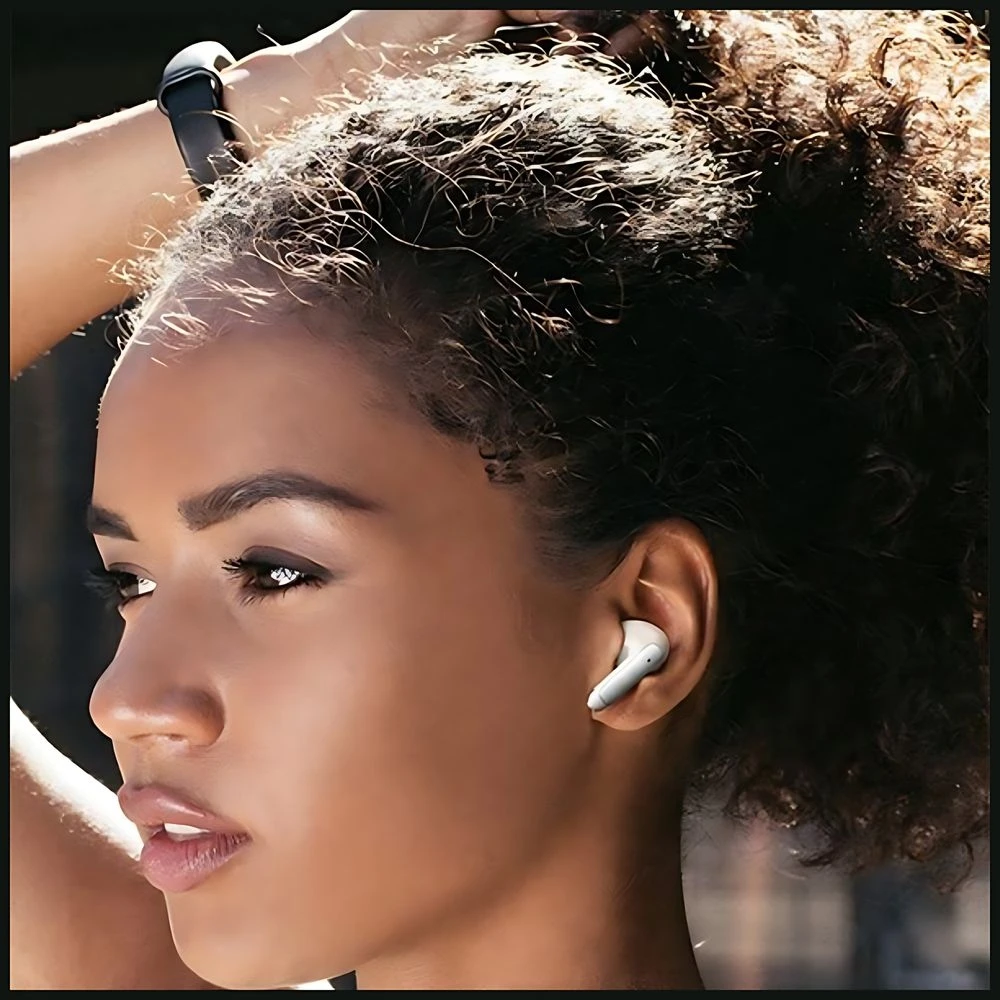 USAMS Bluetooth 5.3 Ausinės TWSX-Don Series Dual mic ENC belaidės baltos spalvos BHUXD02