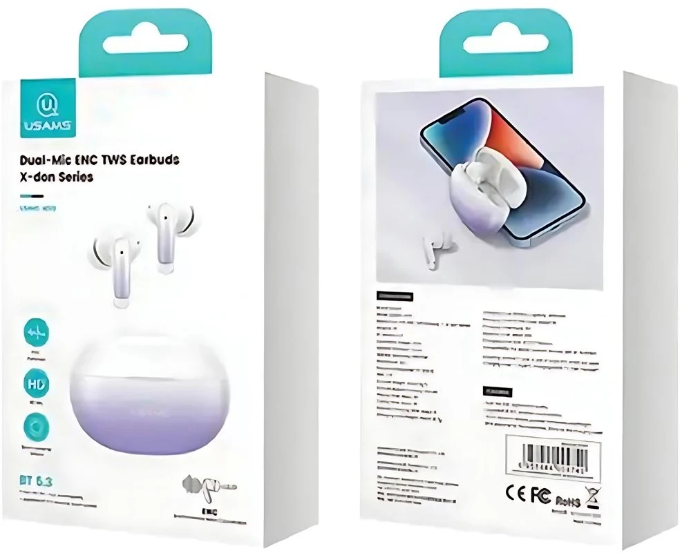 USAMS Bluetooth 5.3 TWS X-donseries ENC Belaidės mėlynos spalvos BHU Ausinės