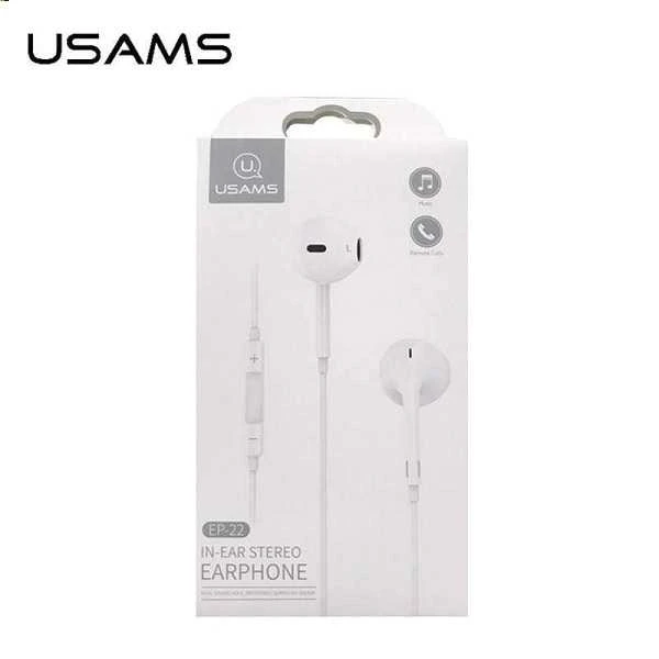 USAMS Stereo Ausinės EP-22 baltos spalvos HSEP2201 3.5mm jack
