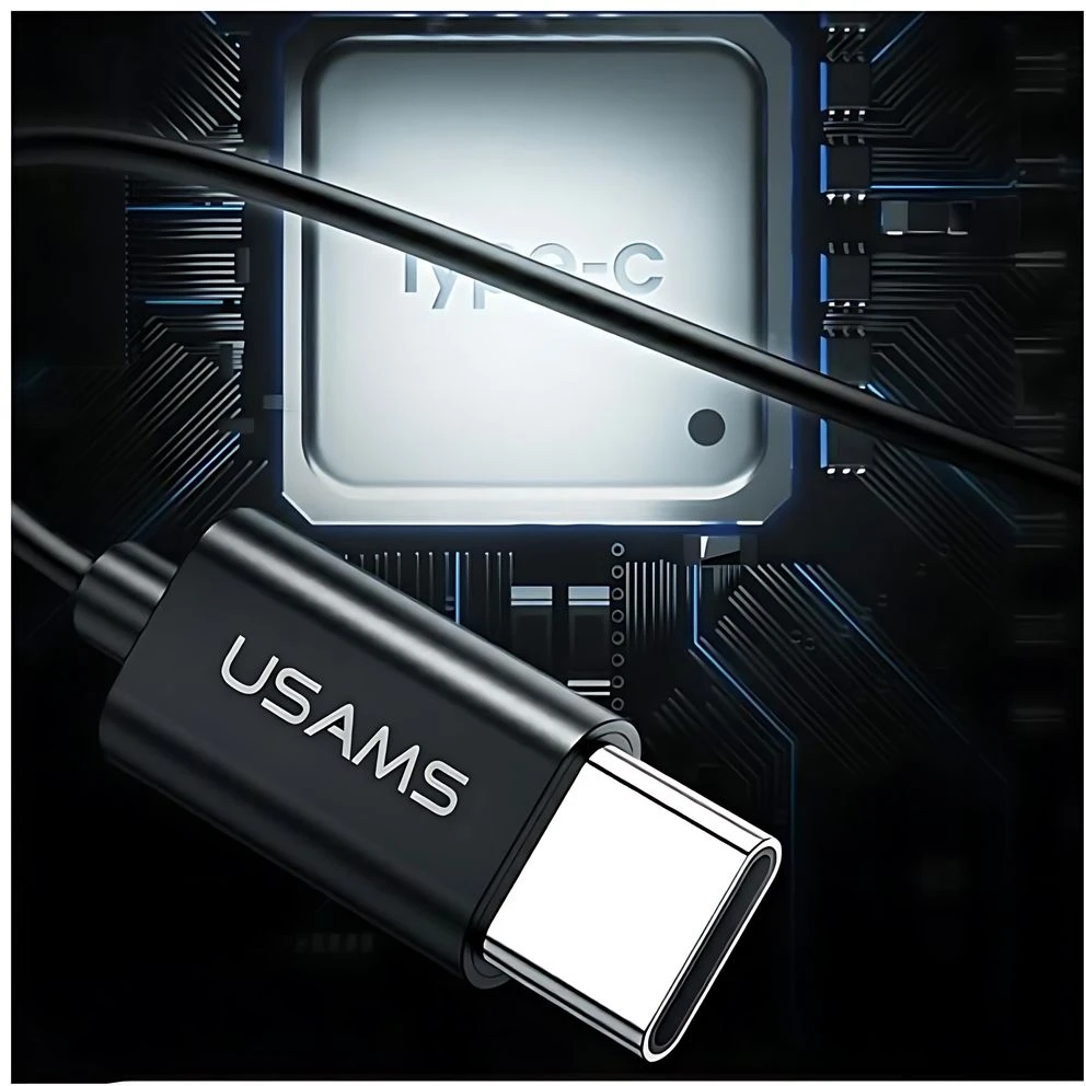 USAMS stereofoninės ausinės EP-43 metalinės USB-C žalios spalvos HSEP4302