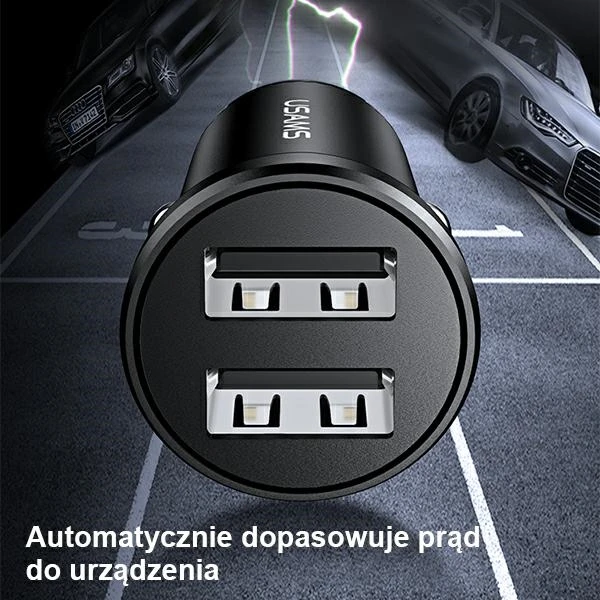USAMS automobilinis įkroviklis 2xUSB 2.4A Mini juodas CC114TC01 (US-CC114)