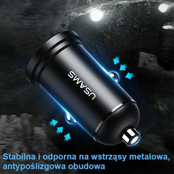 USAMS automobilinis įkroviklis 2xUSB 2.4A Mini juodas CC114TC01 (US-CC114)