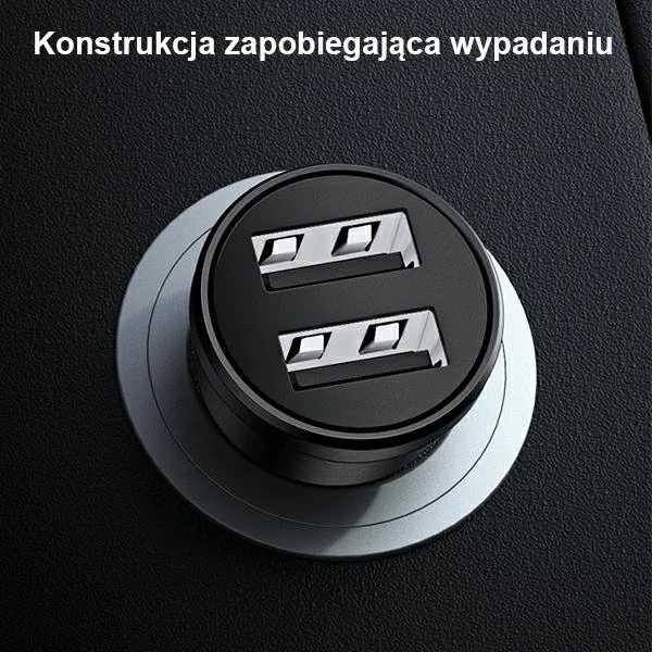 USAMS automobilinis įkroviklis 2xUSB 2.4A Mini juodas CC114TC01 (US-CC114)