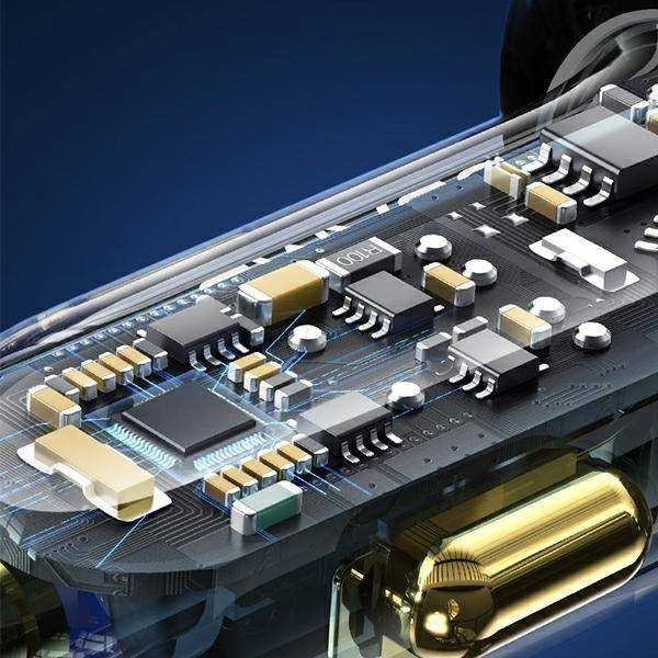 USAMS automobilinis įkroviklis 2xUSB+1xUSB-C 125W Fast Charge transparent mėlynas CC158CC02 (US-CC158)
