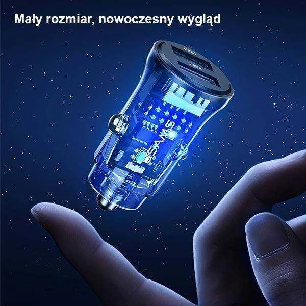 USAMS automobilinis įkroviklis C31 3A 2xUSB-A Fast Charge mėlynas CC162CC02 (US-CC162)