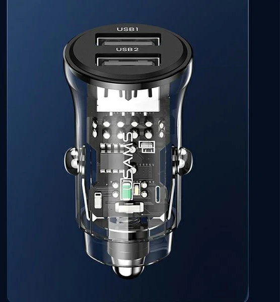 USAMS automobilinis įkroviklis C31 3A 2xUSB-A Fast Charge juodas CC162CC01 (US-CC162)