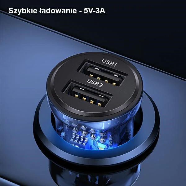 USAMS automobilinis įkroviklis C31 3A 2xUSB-A Fast Charge mėlynas CC162CC02 (US-CC162)