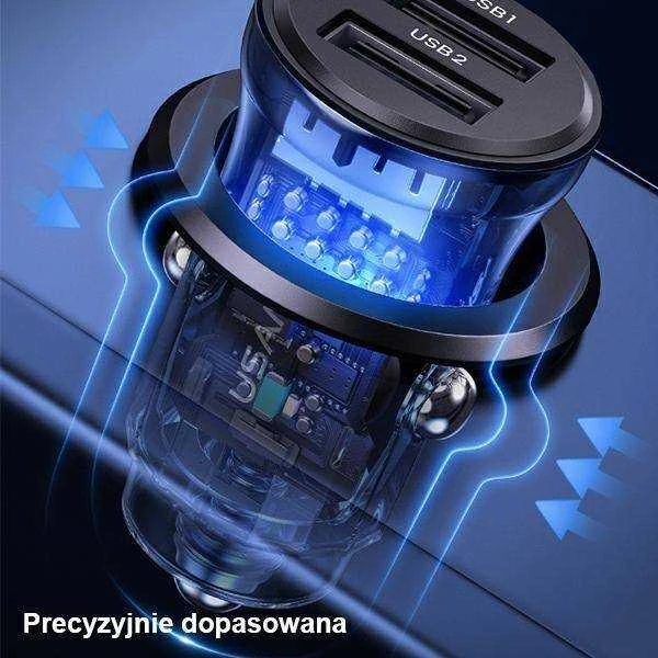 USAMS automobilinis įkroviklis C31 3A 2xUSB-A Fast Charge mėlynas CC162CC02 (US-CC162)