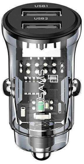 USAMS automobilinis įkroviklis C31 3A 2xUSB-A Fast Charge juodas CC162CC01 (US-CC162)