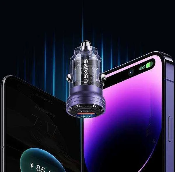 USAMS automobilinis įkroviklis C35 USB+USB-C 45W Fast Charge juodas CC175CC01 (US-CC175)