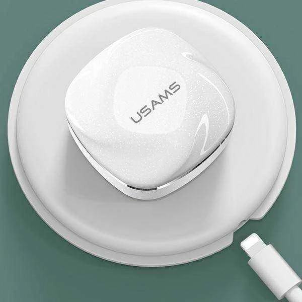 USAMS Bluetooth 5.0 TWS SD Series Belaidės ausinės baltos spalvos BHUSD01