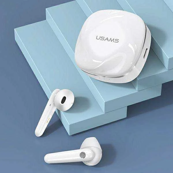 USAMS Bluetooth 5.0 TWS SD Series Belaidės ausinės baltos spalvos BHUSD01