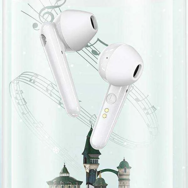 USAMS Bluetooth 5.0 TWS SD Series Belaidės ausinės baltos spalvos BHUSD01