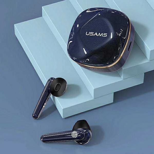 USAMS Belaidės Bluetooth ausinės 5.0 TWS SD series mėlynos spalvos BHUSD02