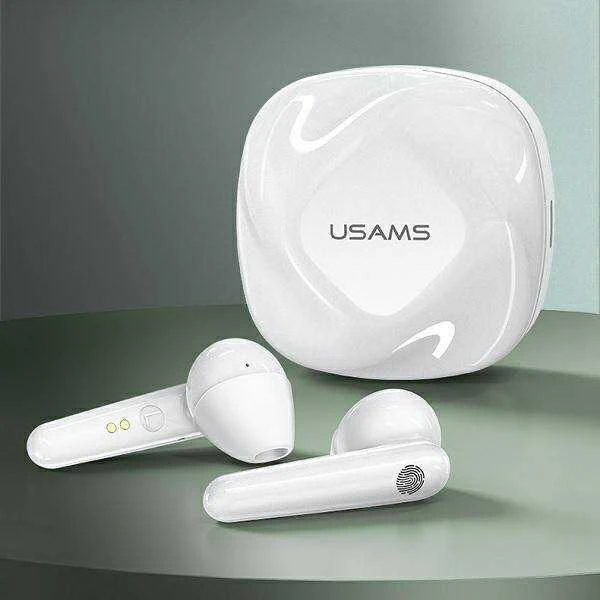USAMS Bluetooth 5.0 TWS SD Series Belaidės ausinės baltos spalvos BHUSD01