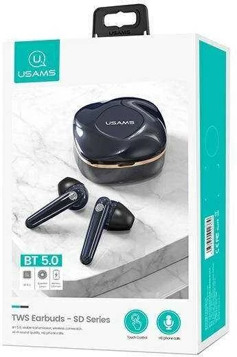 USAMS Belaidės Bluetooth ausinės 5.0 TWS SD series mėlynos spalvos BHUSD02