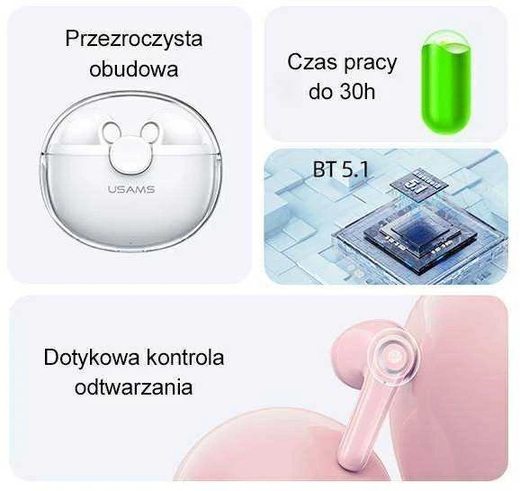 Ausinės Usams BU12 TWS, violetinė