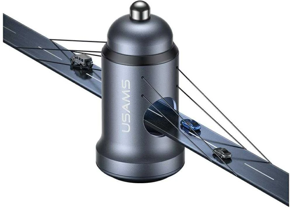USAMS CC321 automobilinis įkroviklis Aluminum 30W PD USB-C tarnish