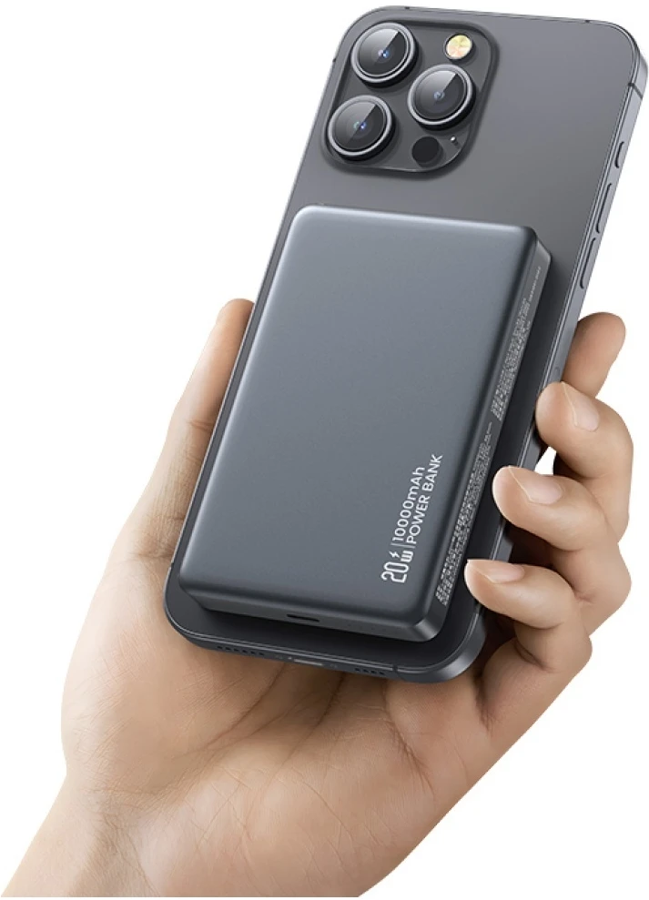 Nešiojamoji baterija USAMS CY serija CD242 10000mAh 20W Magnetinė belaidė titano spalvos