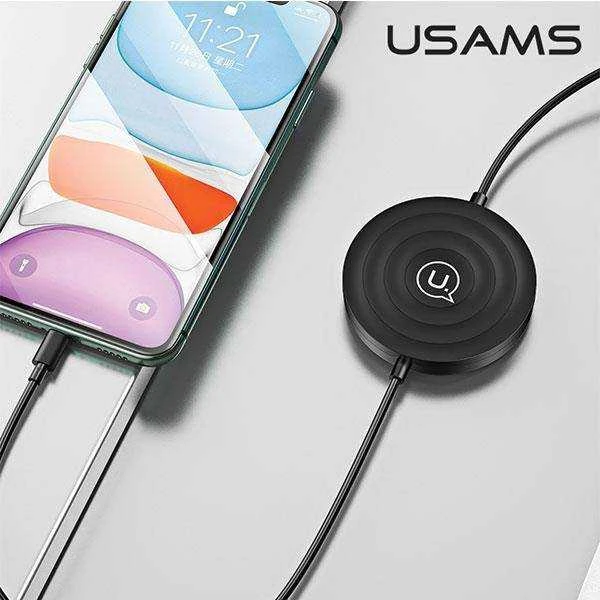 USAMS belaidis įkroviklis US-CC096 10W su kabeliu lightning juodos spalvos CC96WH01