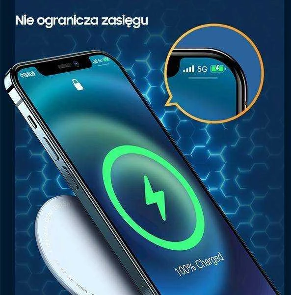 USAMS CD160 belaidis magnetinis įkroviklis 15W, Sidabrinis