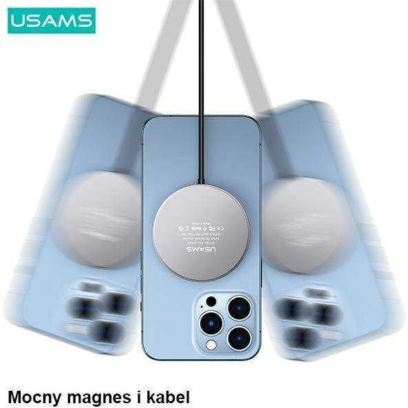 USAMS magnetic Belaidis įkroviklis 15W aliuminio juodos spalvos CD183CDX01
