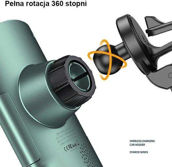 USAMS indukcinis laikiklis US-CD133 10W automatinis ventiliacijos grotelėms, žalios spalvos CD133ZJ02