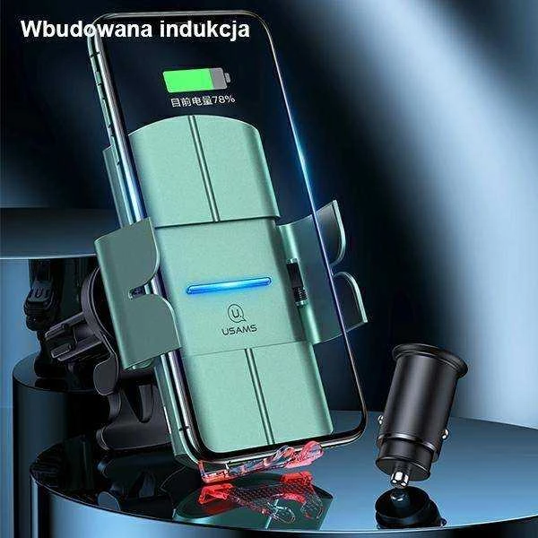 USAMS indukcinis laikiklis US-CD133 10W automatinis ventiliacijos grotelėms, žalios spalvos CD133ZJ02