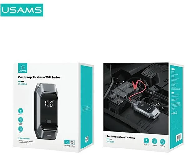 USAMS Jumpstarter Powerbank 8000mAh+ built-in flashlight juodos spalvos ZB284ZDB01 (US-ZB284)