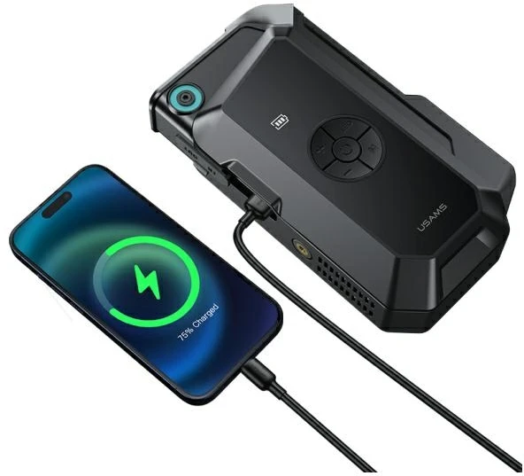 USAMS Jumpstarter Powerbank 8000mAh + built-in flashlight juodos spalvos ZB287