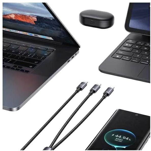 USAMS Kabelis 2in1 2xUSB-C 72W 1.2m Aluminum Alloy Data Kabelis Sufeng Series SJ740USB101 (US-SJ7