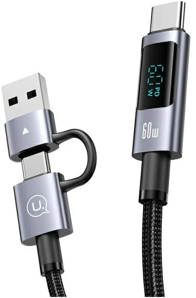 USAMS Kabelis 6in1 Fast charging 60W 1.2m Data Kabelis Digital dispay Aluminum Alloy Sufeng SJ71 Series